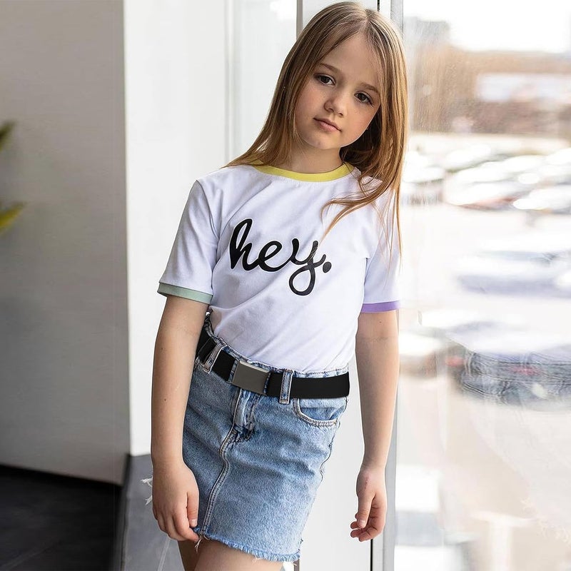 Kajeer Kids Belts 2 Pack for Boys Girls Elastic,Adjustable Silver Square Buckle Boy Toddler Belt for School Uniforms Causal - Image 5